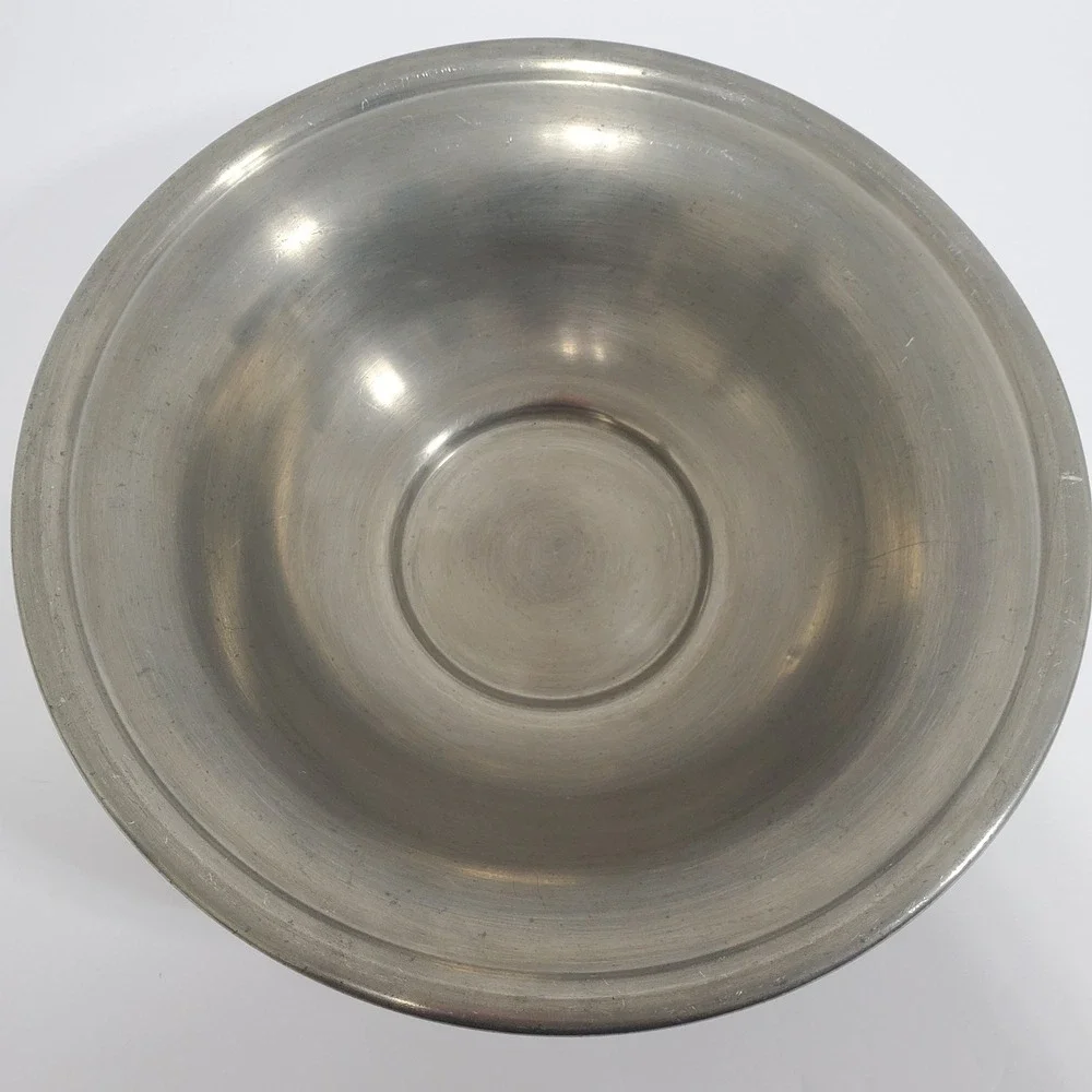 Colonial CCC Pewter Bowl 9.75in  Vintage Decor Wide Rim Brushed Vintage